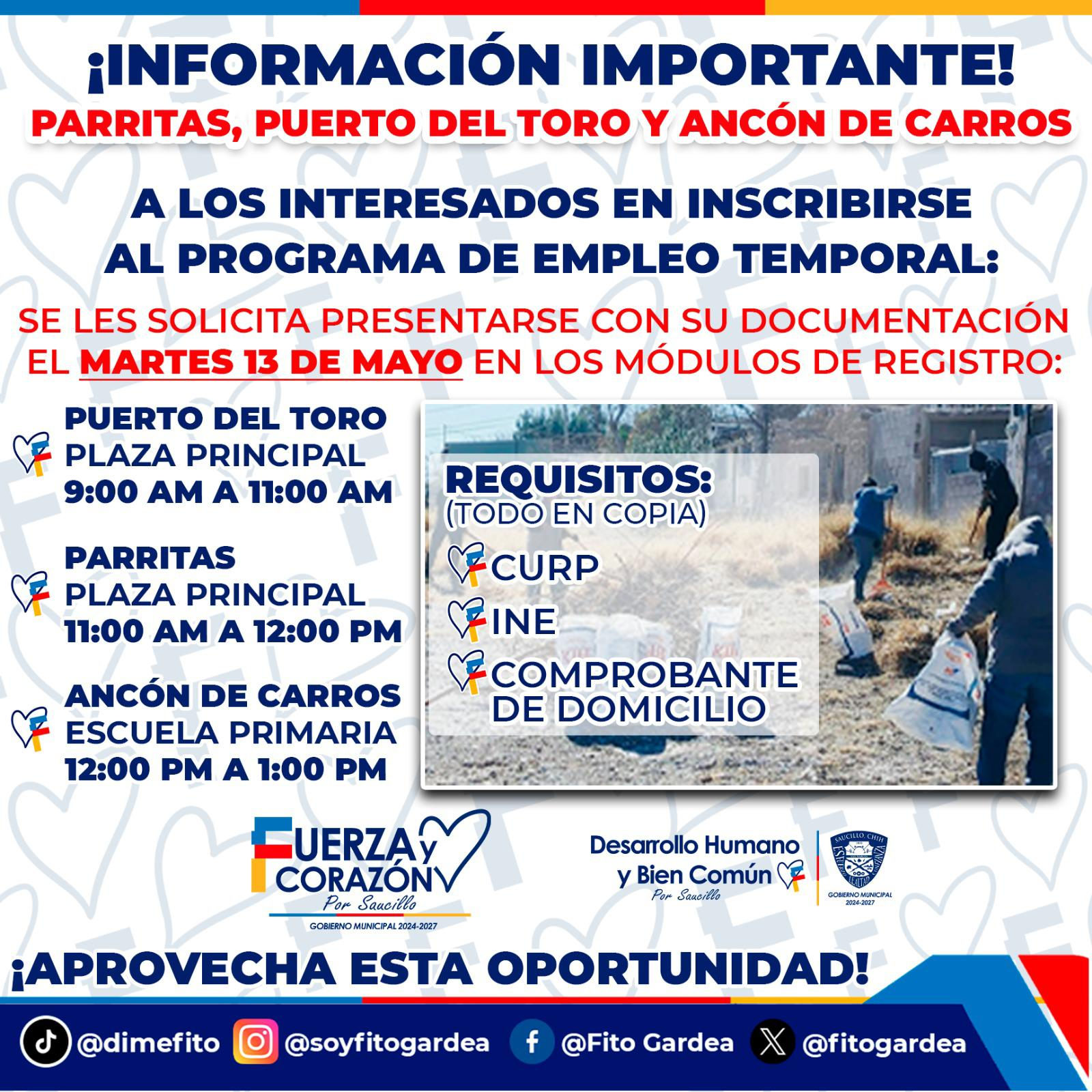Lleva Fito Gardea oportunidades laborales a Parritas, Ancón de Carros y Puerto del Toro