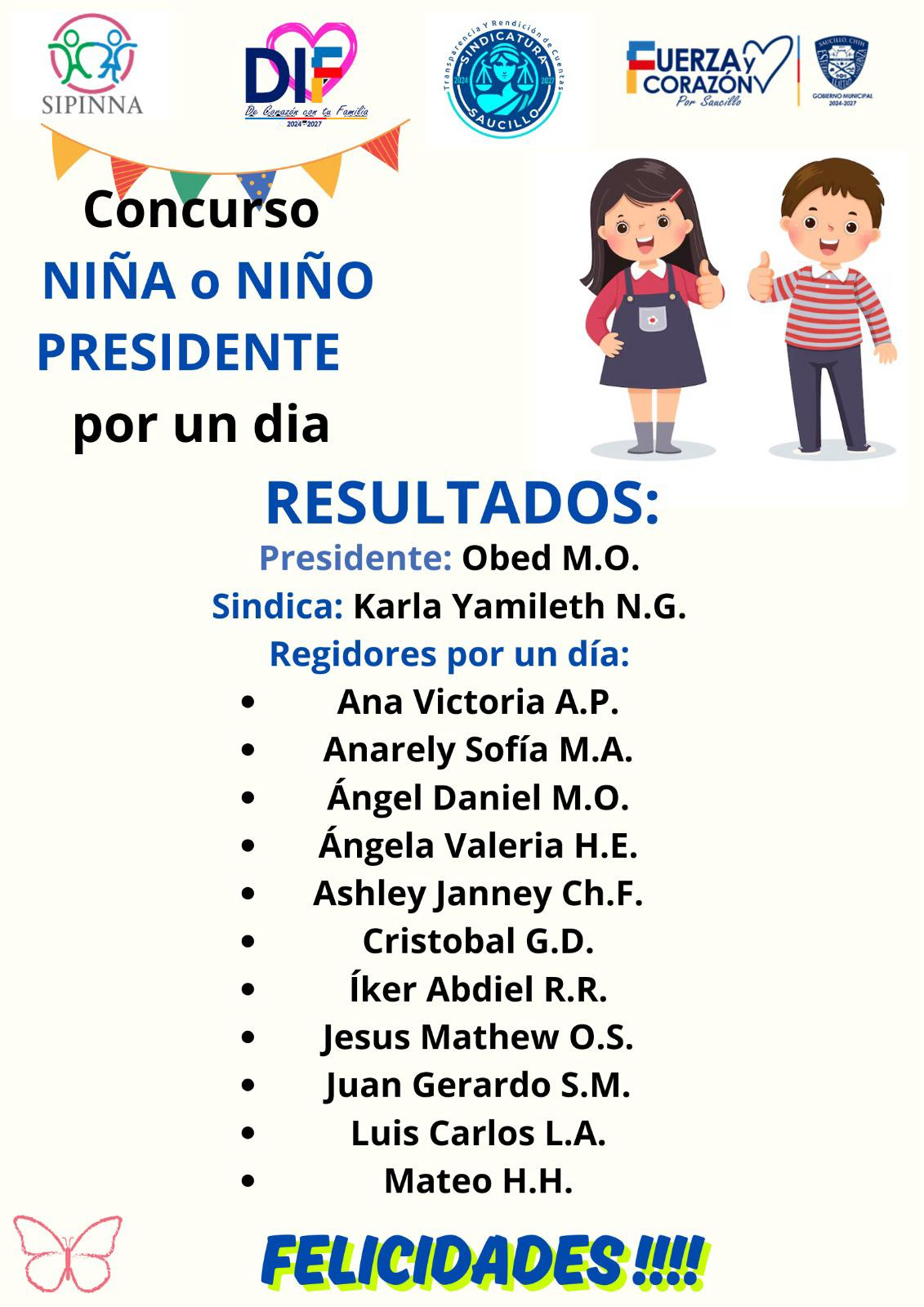 Fito Gardea anuncia ganadores del concurso «Presidente Niño por un Día» en Saucillo