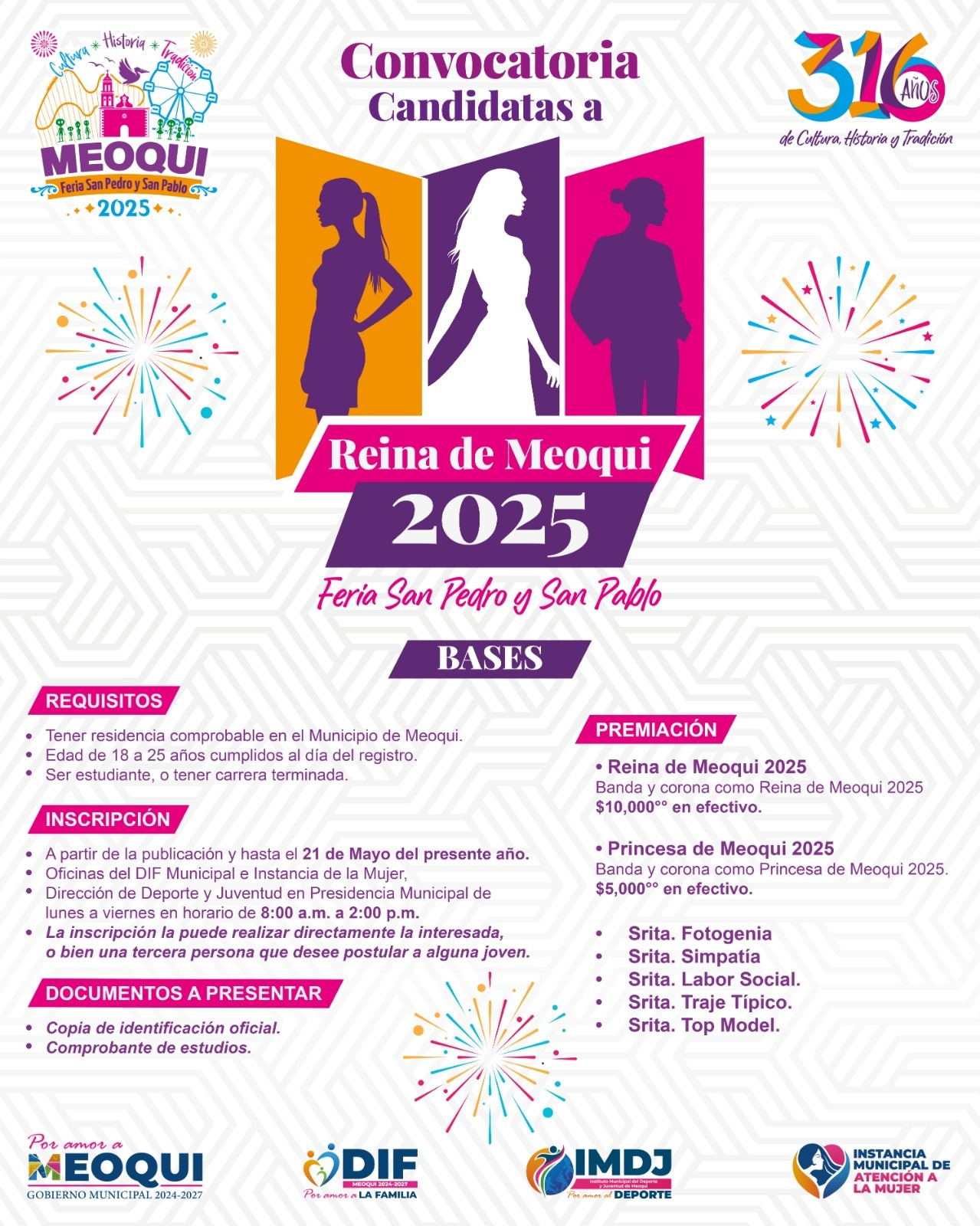 Lanzan convocatoria para Reina de la Feria San Pedro y San Pablo Meoqui 2025