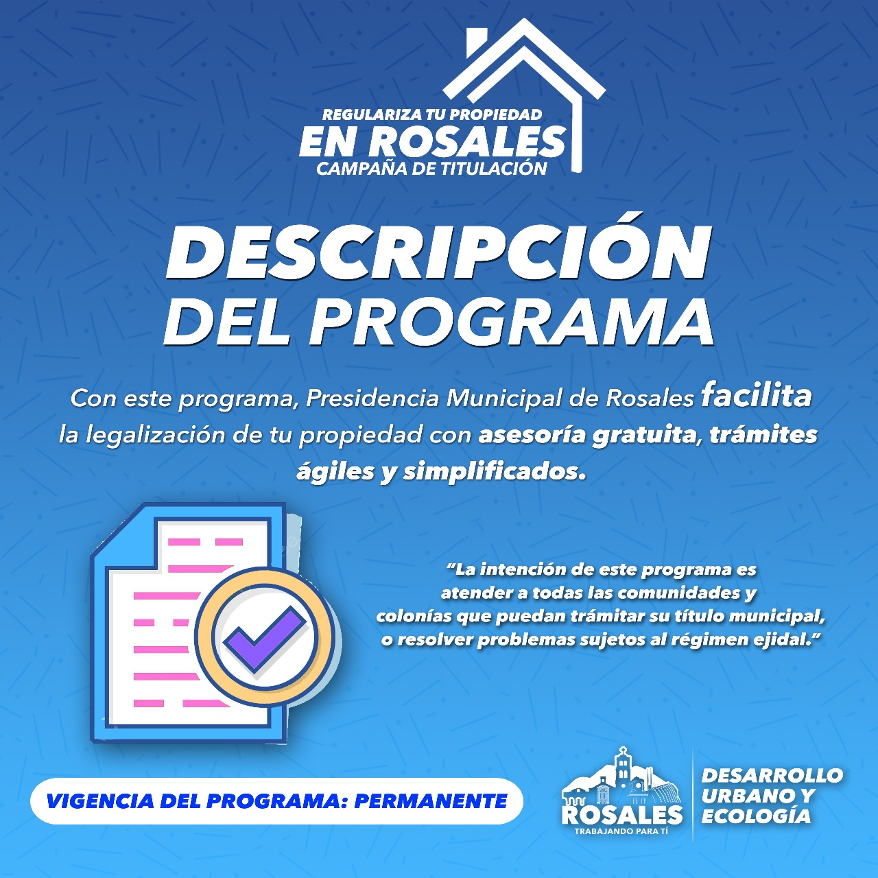 Rosales impulsa la certeza jurídica: arranca programa permanente de regularización de predios