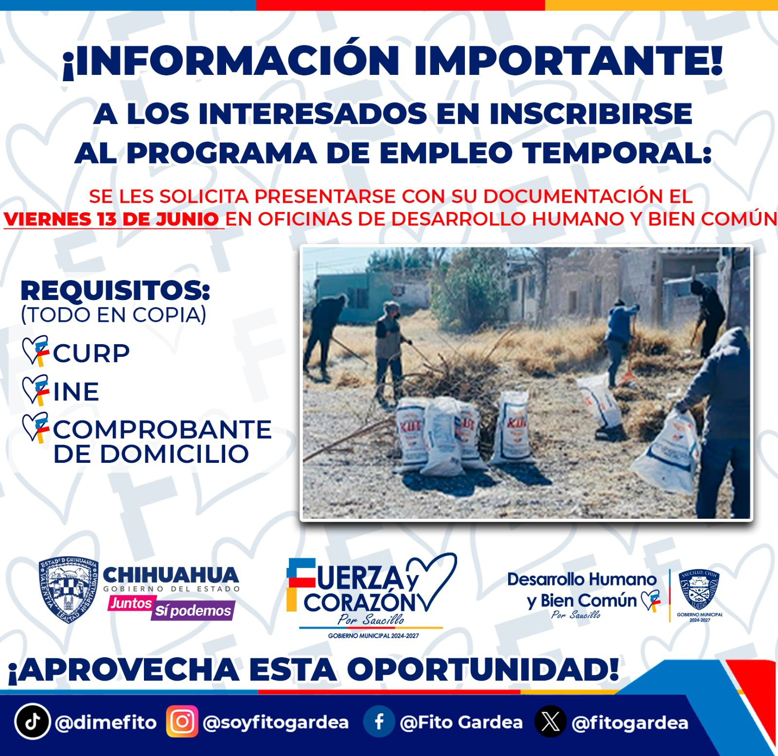 Fito Gardea destaca avances del programa de Empleo Temporal en el seccional de Naica