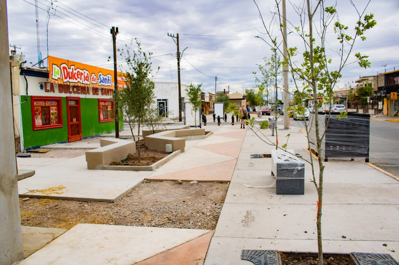 Por concluir instalación de mobiliario urbano y quitado de cableado aéreo en Paseo Zaragoza de Meoqui