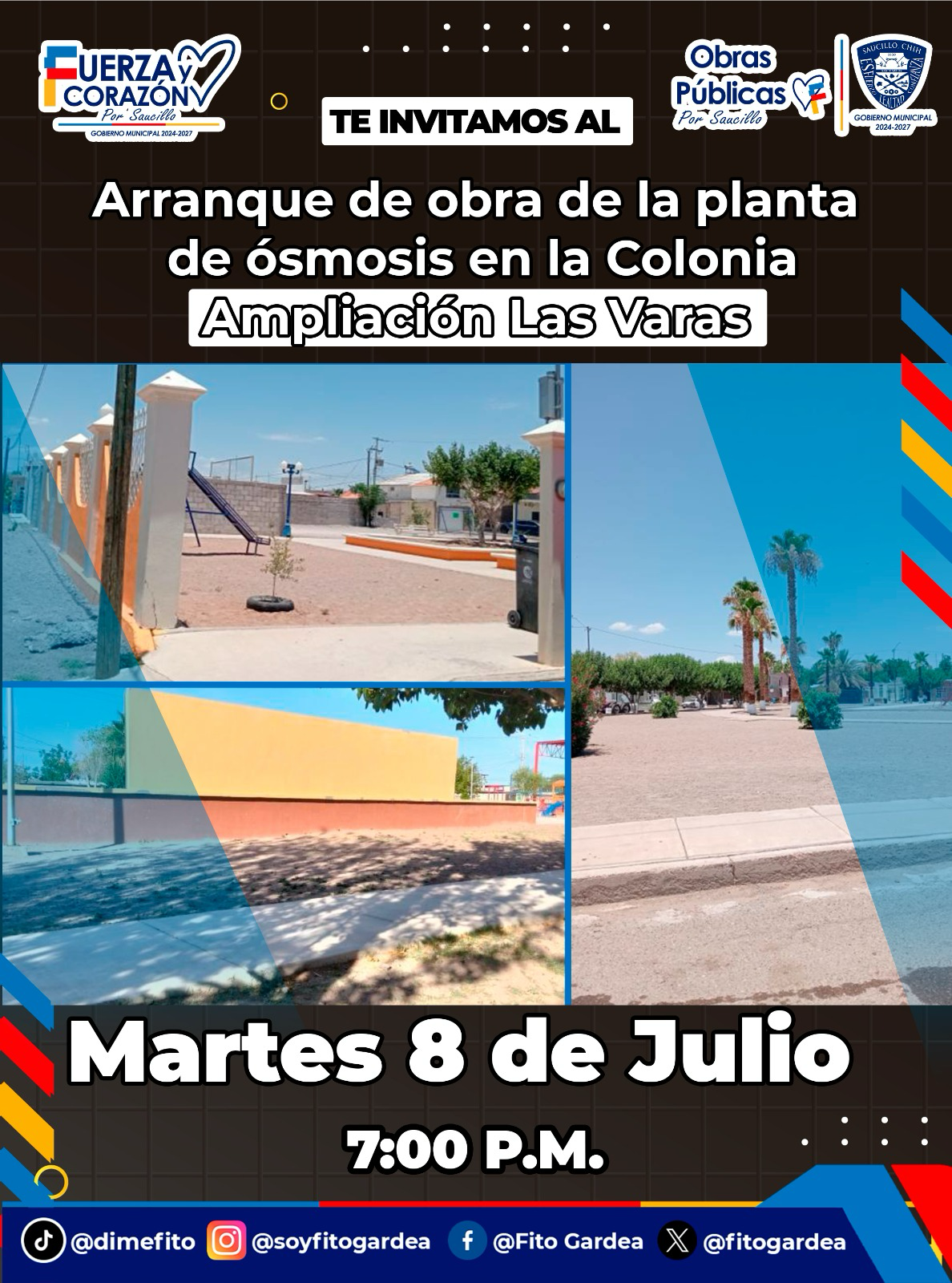 Fito Gardea invita al arranque de obra de la planta de ósmosis en Las Varas