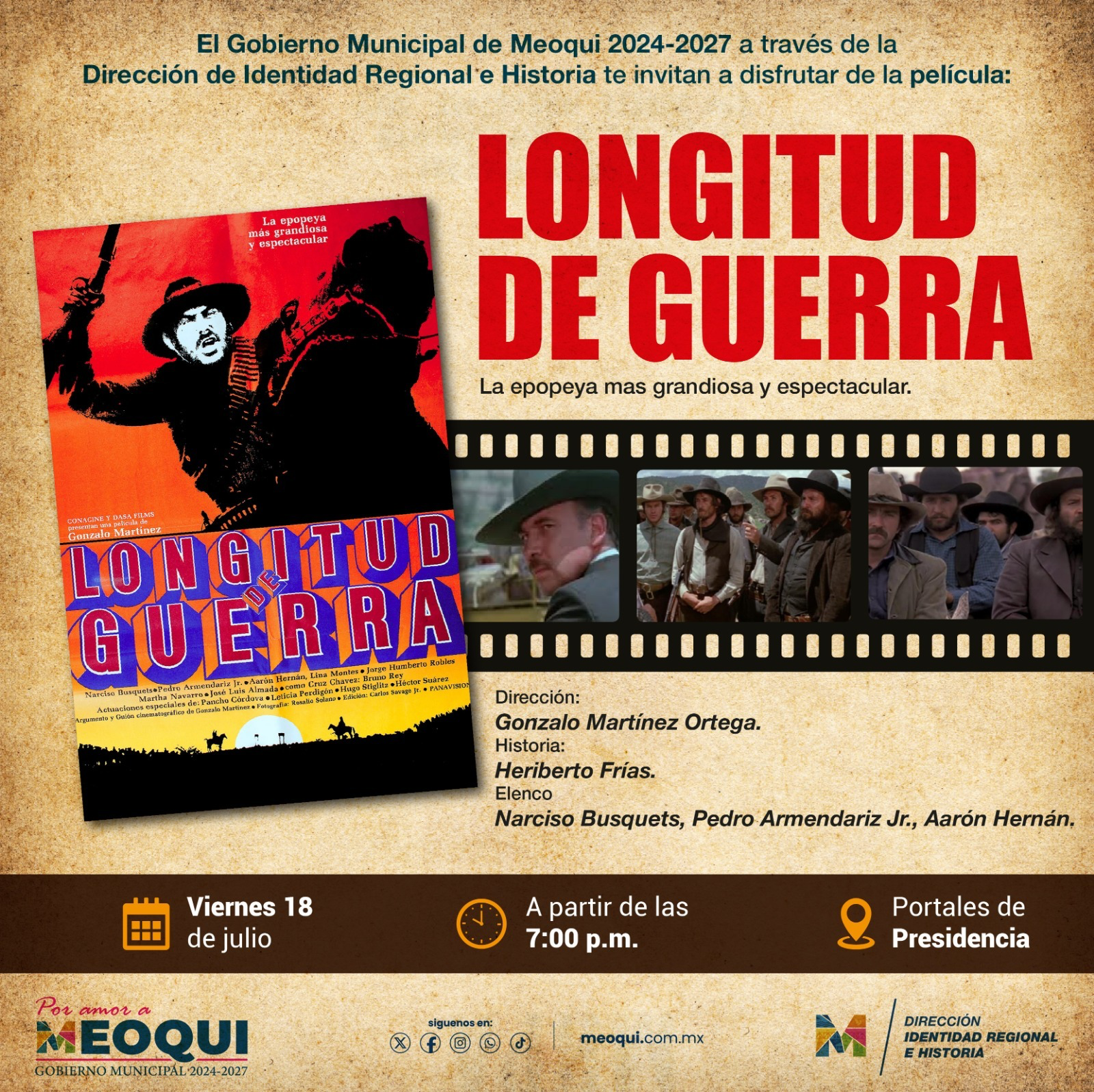 Invitan este viernes al Cine Club Histórico en Meoqui con la proyección de la película Tomochi, Longitud de Guerra
