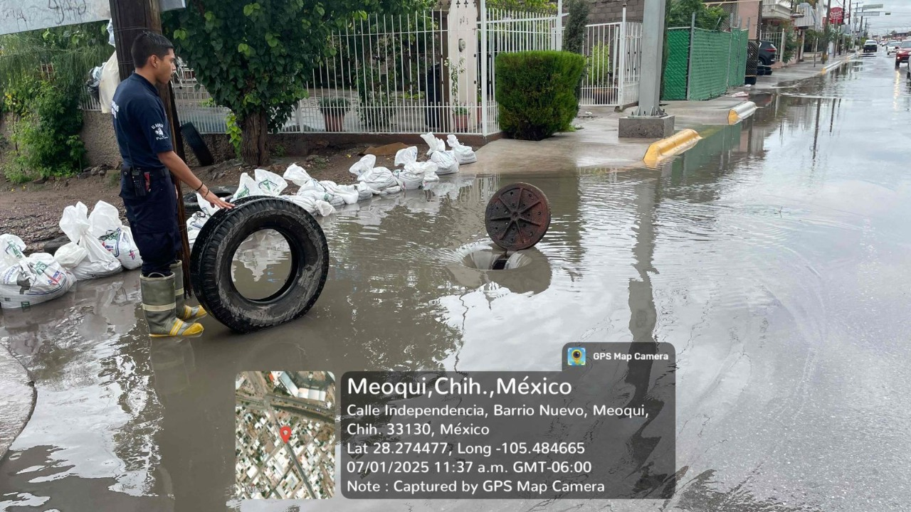 Registra Meoqui 72mm de lluvia, autoridades mantienen operativo y piden extremar precauciones