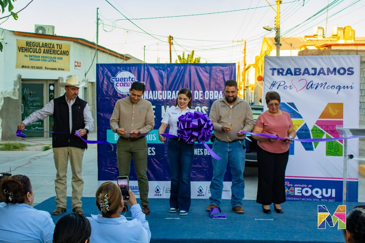 Inauguran Miriam Soto y JMAS Meoqui Calle Morelos, con inversión superior a los 5 MDP