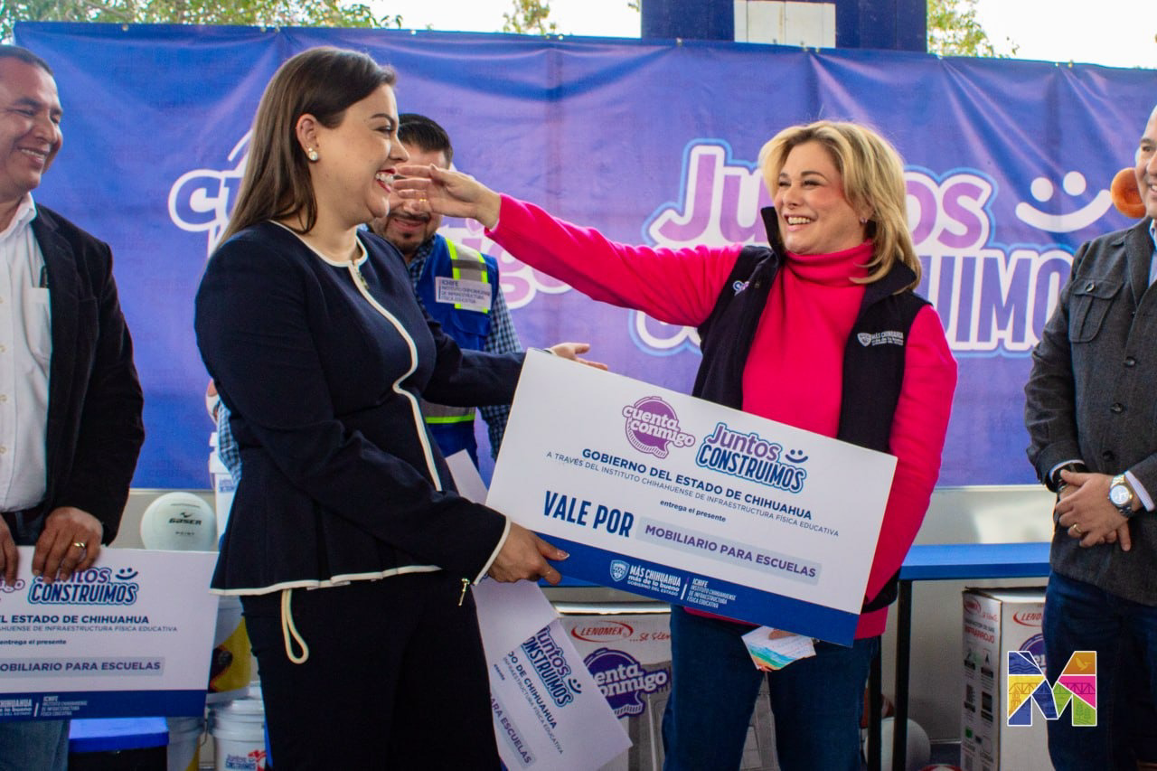 Recibe Miriam Soto equipamiento escolar para Meoqui por parte de Gobierno del Estado